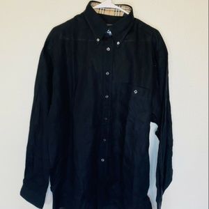 Burberry Black Imported Linen Button Up Shirt
